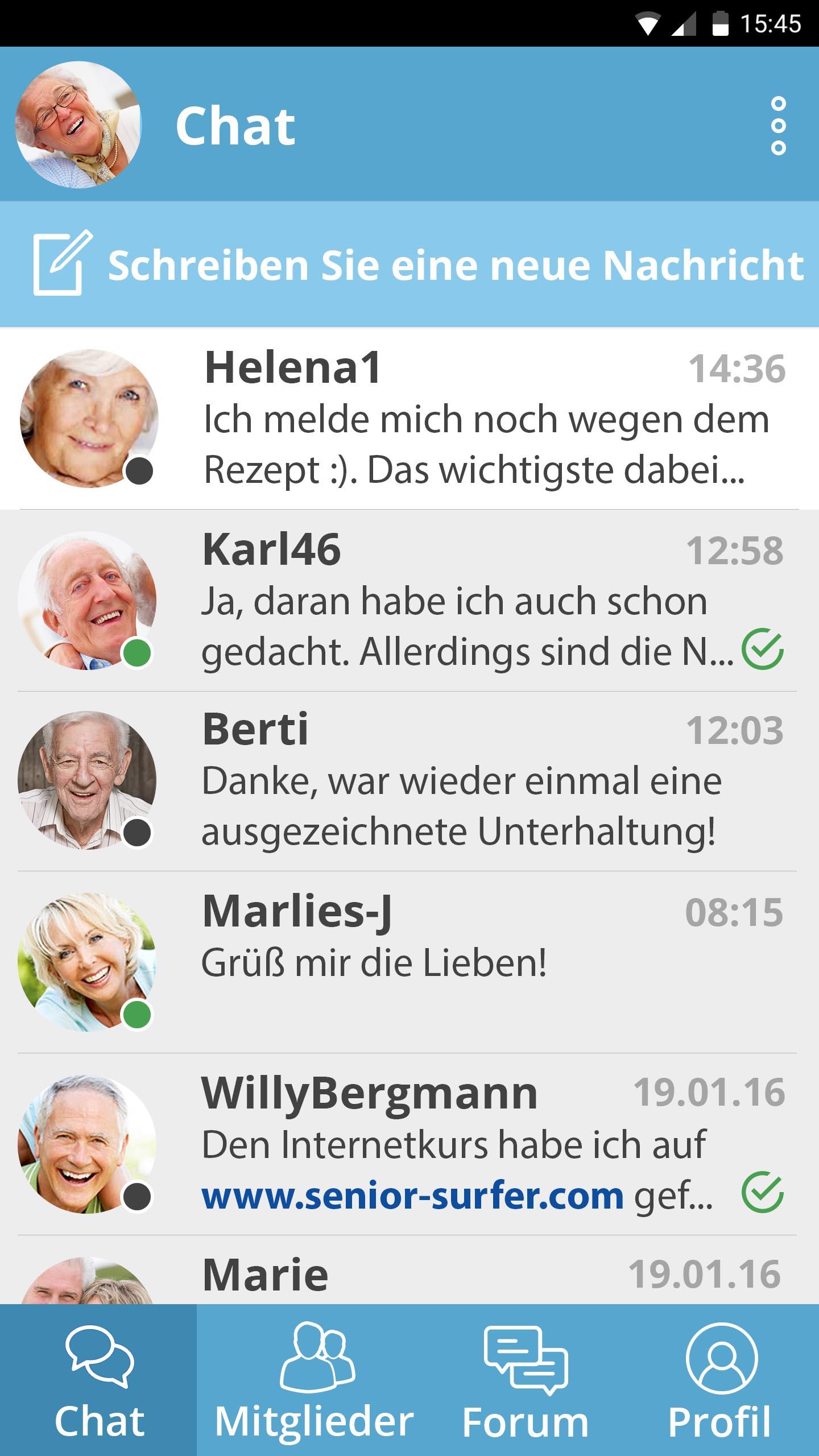 Android application Seniorenchat screenshort