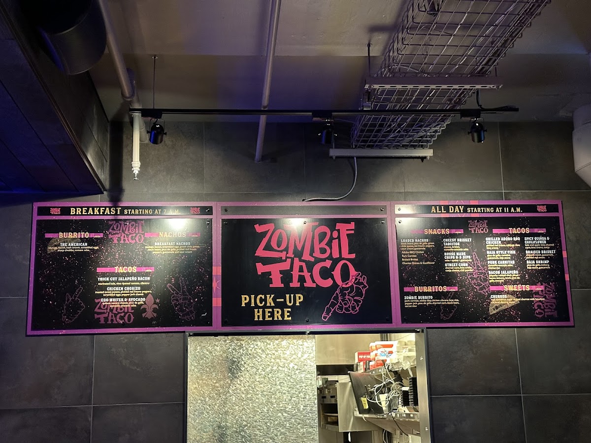 Zombie Taco gluten-free menu