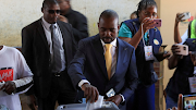 Nelson Chamisa, leader of Zimbabwe's main opposition party Citizens Coalition for Change, casts his vote in the general election. File photo.