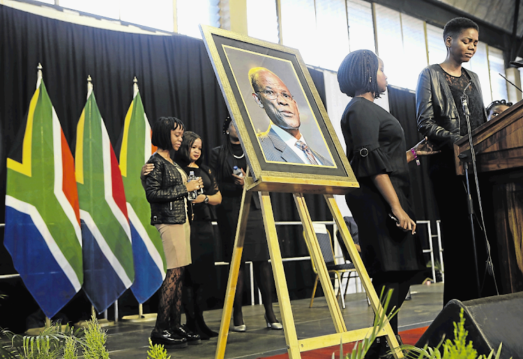 FAREWELL TO GREAT LEADER: Family members pay tribute during the special official memorial service for the late Dr Zola Skweyiya held at Tshwane Events Centre.