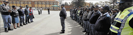 ON HIGH ALERT: Mthatha Cluster Commander Major-General Zisakhele Dyantyi and his brigadiers addressing police officers, including provincial and municipal police and traffic officers, before embarking on raids in and around Mthatha yesterday Picture: LULAMILE FENI