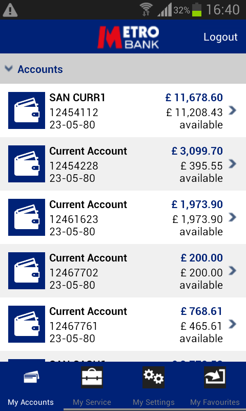 Android application Metro Bank Mobile Banking UK screenshort