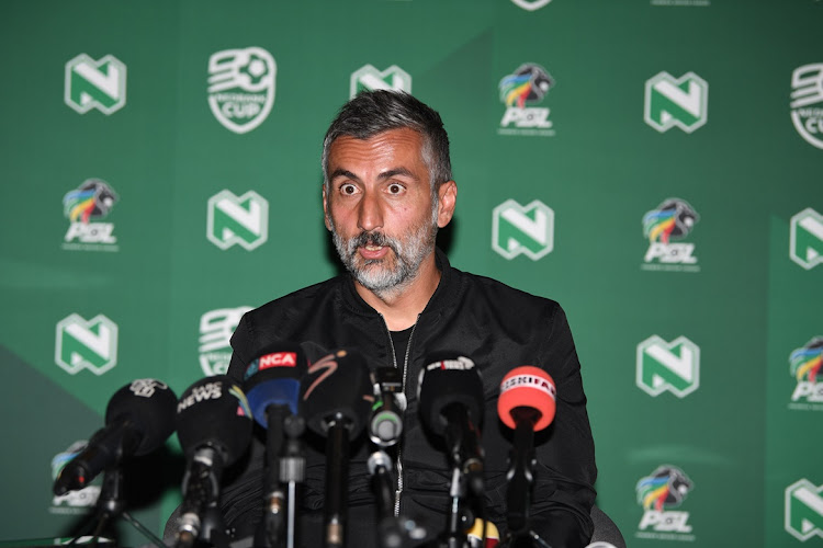 Orlando Pirates coach Jośe Riveiro during a Nedbank Cup press conference at the Nedbank headquarters in Sandton, Johannesburg on Wednesday.