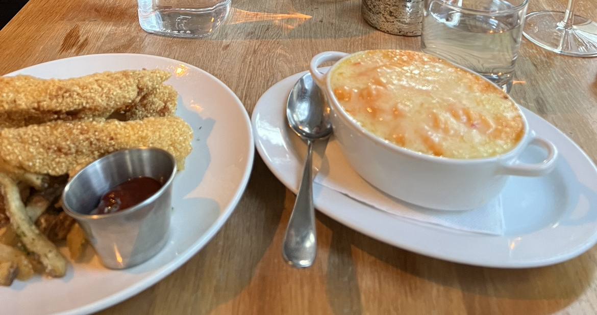 Chicken tenders and mac and cheese