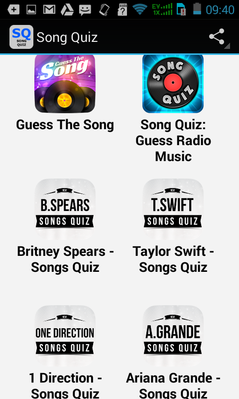 Android application Top Song Quiz screenshort