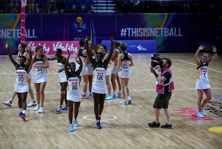 The SPAR Proteas acknowledge the crowds after they won against Jamaica during the Vitality Netball World Cup match between South Africa and Jamaica at M&S Bank Arena on July 14, 2019 in Liverpool, England.