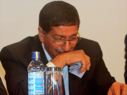 PAINFUL: Imperial Bank board chairman Alnashir Popat is overcome with emotions during a briefing by the shareholders in Nairobi on January 12. Photo/Enos Teche.