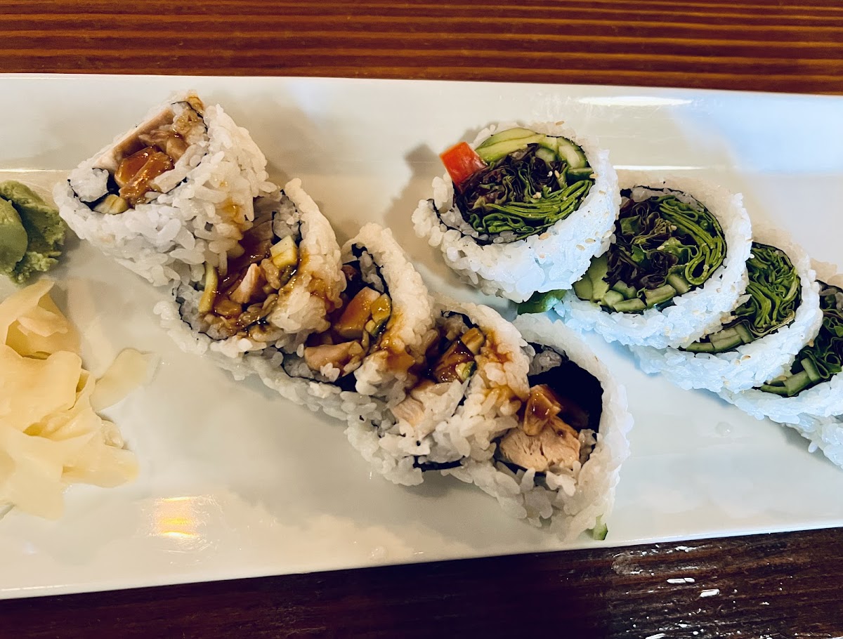 Chicken teriyaki roll and veggie roll!