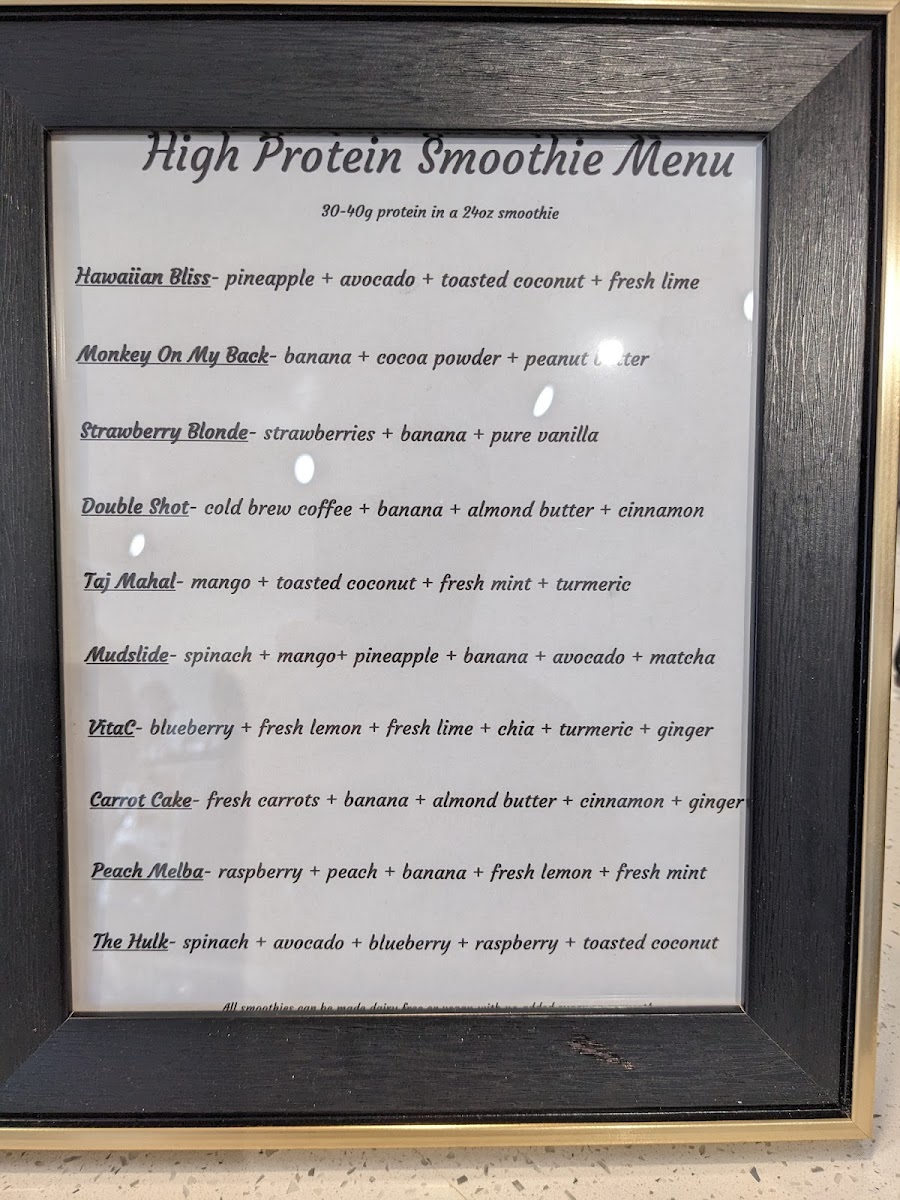 Smoothie Menu