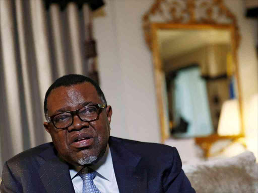 President Hage Geingob of Namibia speaks during an interview with Reuters in central London, Britain December 1, 2016. /REUTERS