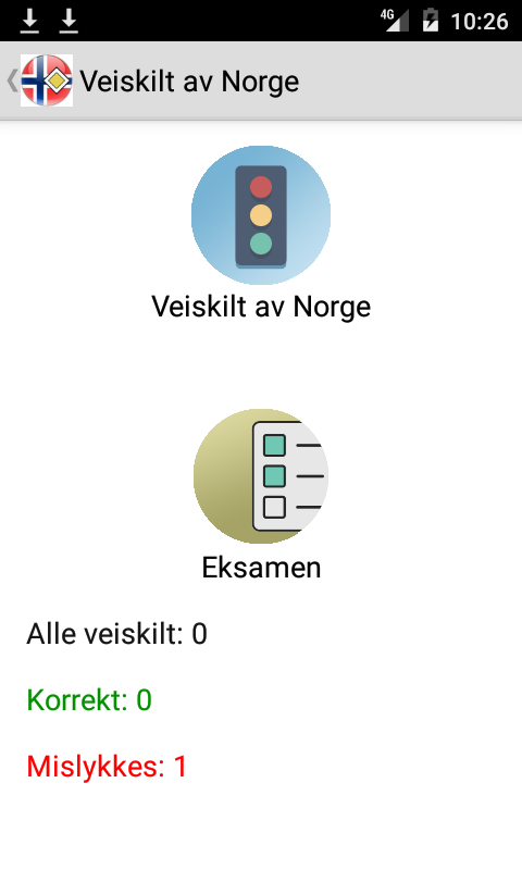 Android application Road signs of Norway screenshort