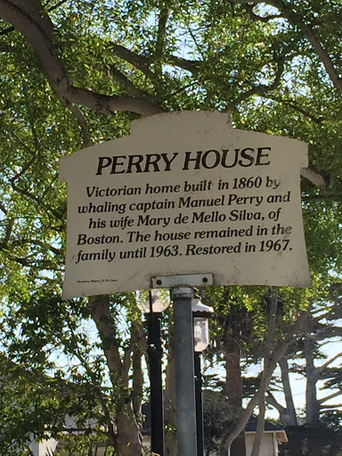 PERRY HOUSE  Victorian home build in 1860 by whaling captain Manuel Perry and his wife Mary de Mello Silva, of Boston. The house remained in the family until 1963. Restored in 1967.