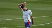 Rodri Hernandez warms up during a Spain training session at Ciudad del futbol de Las Rozas in Madrid on Thursday.