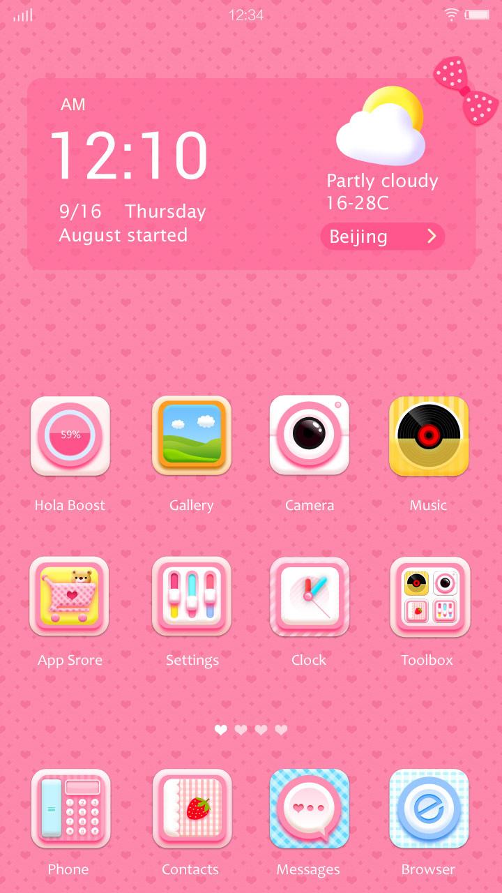 Android application Pink Polka Hola Theme screenshort