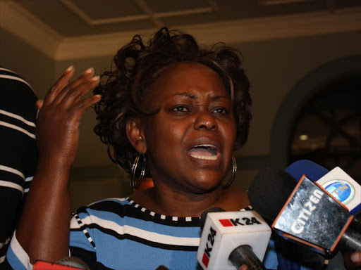 Mbita MP Millie Odhiambo addresses the press / FILE