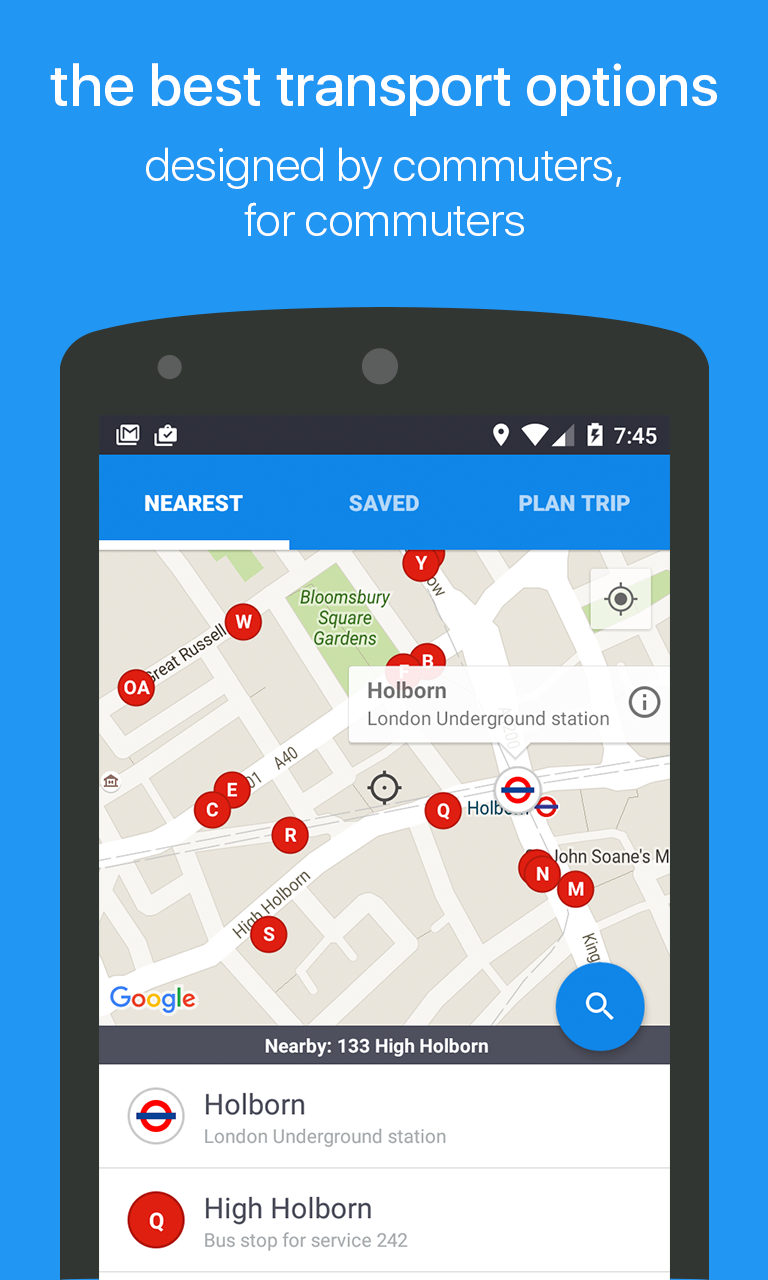 Android application TRACKR: Next Bus &amp; Train Times screenshort