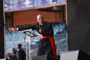 Grace Bible Church leader Bishop Mosa  during the Good Friday's service at Orlando Stadium, Soweto.