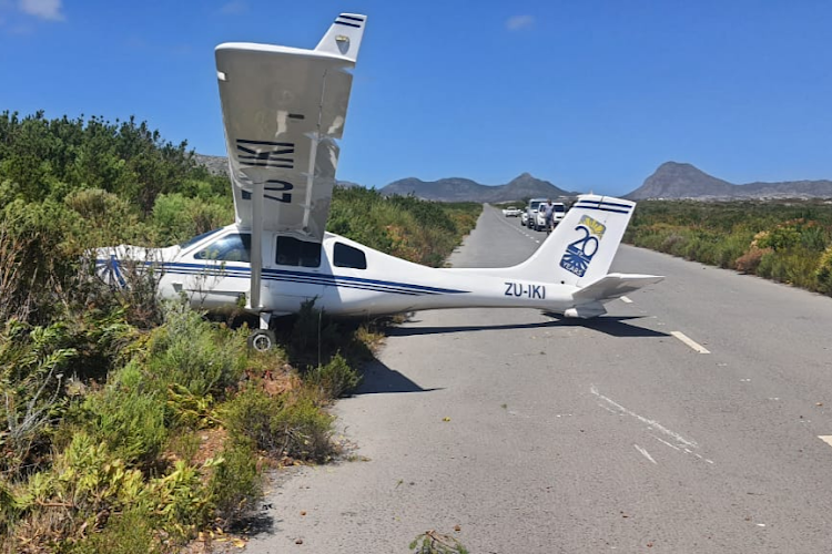 The aircraft that crashed on Link Road, in the Cape Point section of Table Mountain National Park, on February 10 2022.
