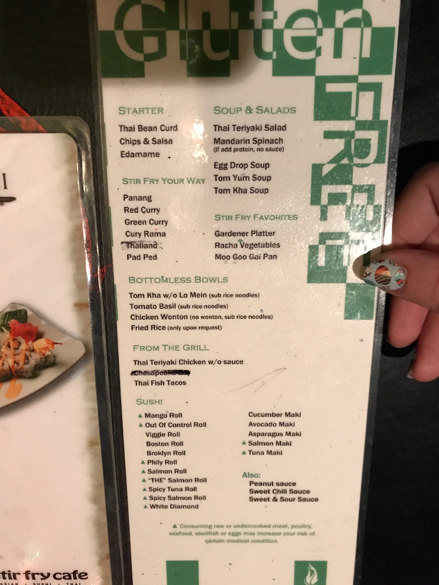 They are editing the menu soon, so there are two items marked out. Also, I apologize for the technical issue. My phone wouldn't behave when trying to turn this right side up.