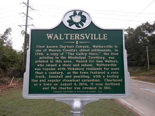 First known Dayton's Cowpen, Waltersville is one of Warren County's oldest settlements. In 1798, a copy of "The Galley Slave,” the first printing in the Mississippi Territory, was printed in this...