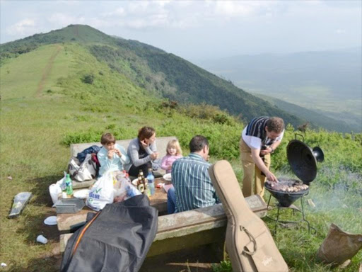 NGONG HILLS: A family having a barbeque on top of the hills.