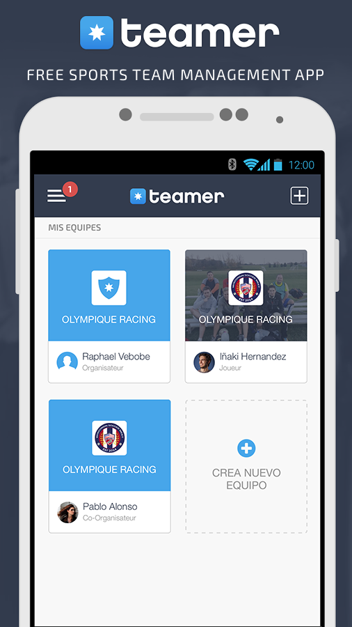 Android application Teamer - Sports Team App screenshort