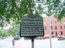The President of the Confederacy held two meetings of his cabinet, April 12-13, 1865, at the home of J. T. Wood, which was a few yards N.Plaque via North Carolina Highway Historical Marker...