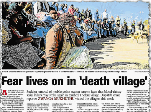 YESTERDAY’S NIGHTMARE: A cutting from a Daily Dispatch report in December 2012 highlighting the terror that oppressed the villagers