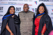 Former president Jacob Zuma with his niece Philile Zuma (left) and his daughter Bridget Zuma after their graduation ceremony.
