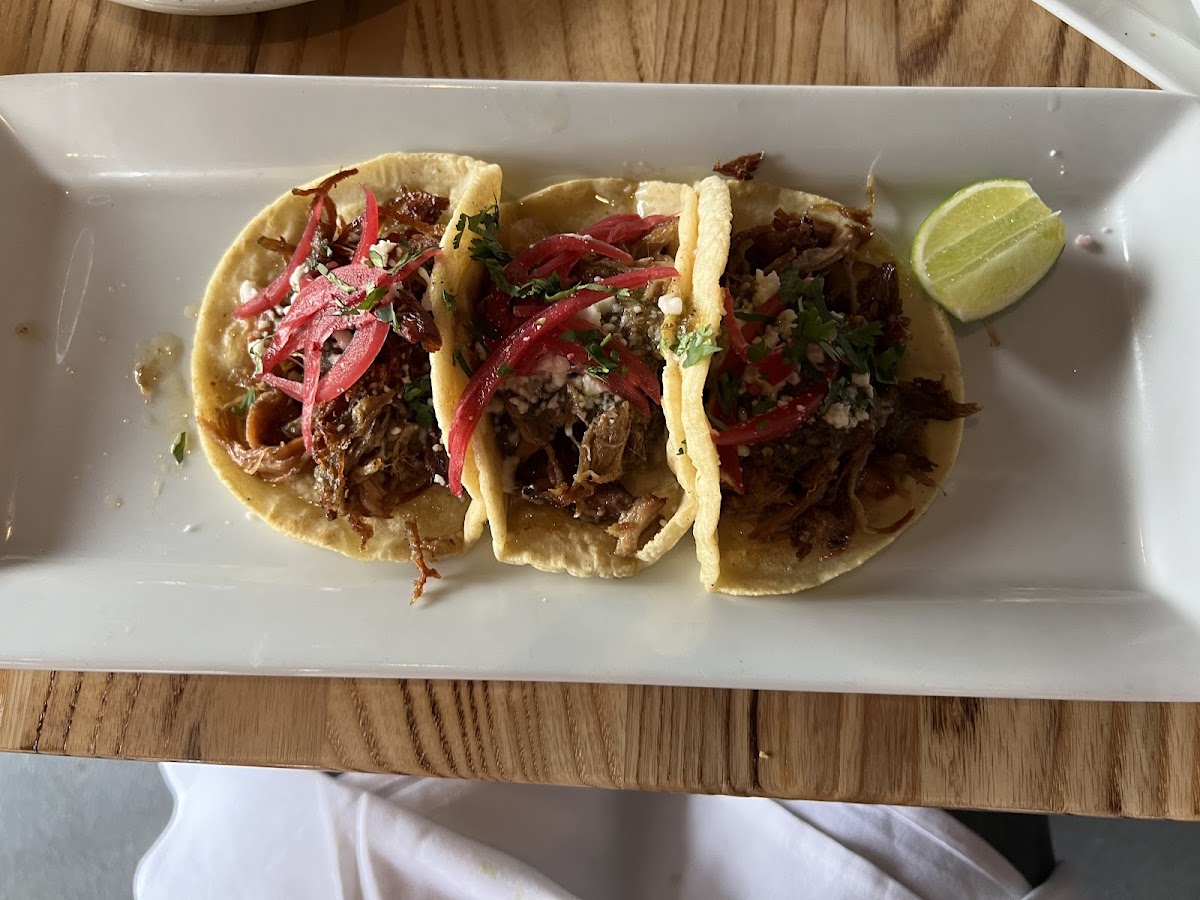 Crispy carnitas tacos. Made to order corn tortillas are so perfect!