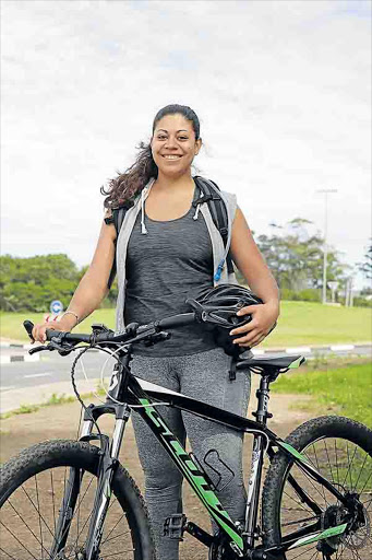 SEPTEMBER 09, 2016 Katrina Busa has started training for her epic 5 000km cycle around South Africa and aims to raise R200 000 for a charity started by her late mother. Picture: MARK ANDREWS © DAILY DISPATCH