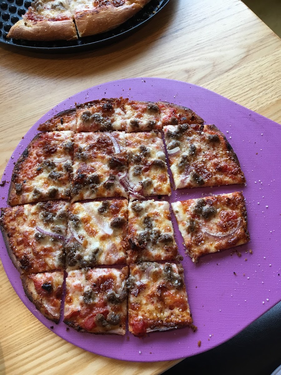 The Gluten free Bacon cheeseburger pizza is very delicious!