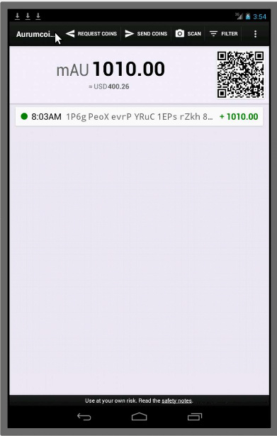 Android application Aurumcoin Wallet screenshort