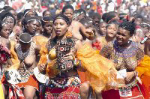 VIRGINS ACTIVE: Maidens at this year's Reed Dance. Pic. Siyabonga Mosunkutu. 10/09/07. © Sowetan.