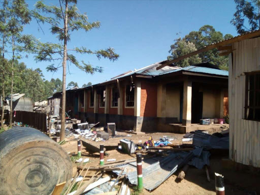 The dormitories that were destroyed at Riooga School in Nyamira County. /Alvin Ratemo