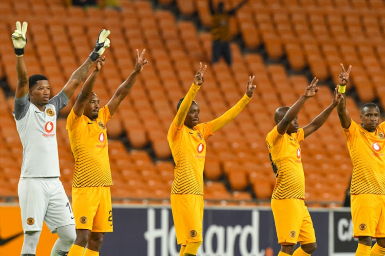 Kaizer Chiefs players during the CAF Confederation Cup match between Kaizer Chiefs and Zesco United at FNB Stadium on January 19, 2019 in Johannesburg, South Africa.