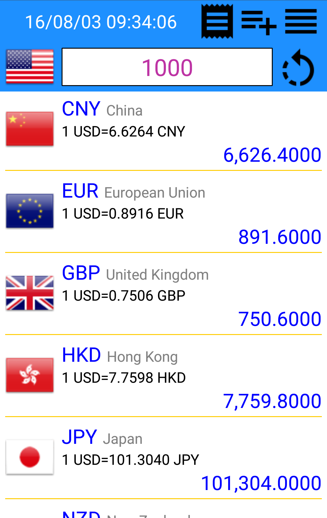 Android application Currency Converter, Live Quote screenshort