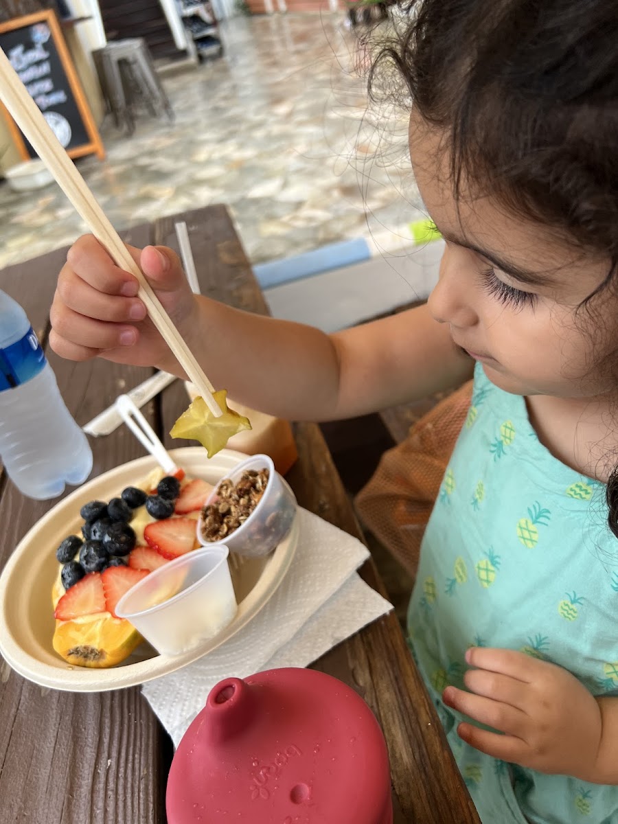 Gluten free papaya bowl with lilikoi frozen yogurt