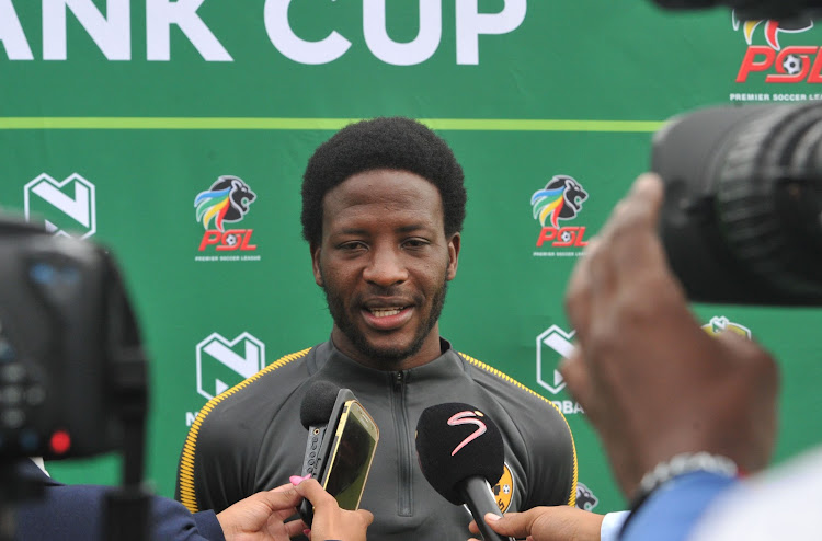 Kaizer Chiefs' attacking midfielder Siphelele Ntshangase speaks to reporters during the an open media day at the club's training base in Naturena, south of Johannesburg, on Tuesday April 17 2018.