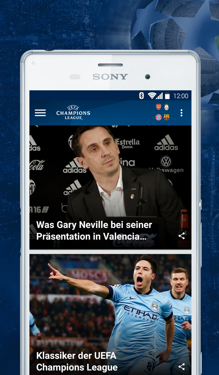 Android application Champions League Official screenshort