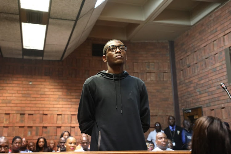 Vusi "Khekhe" Mathibela at the Pretoria Magistrate's Court last month, facing charges of intimidation and extortion.