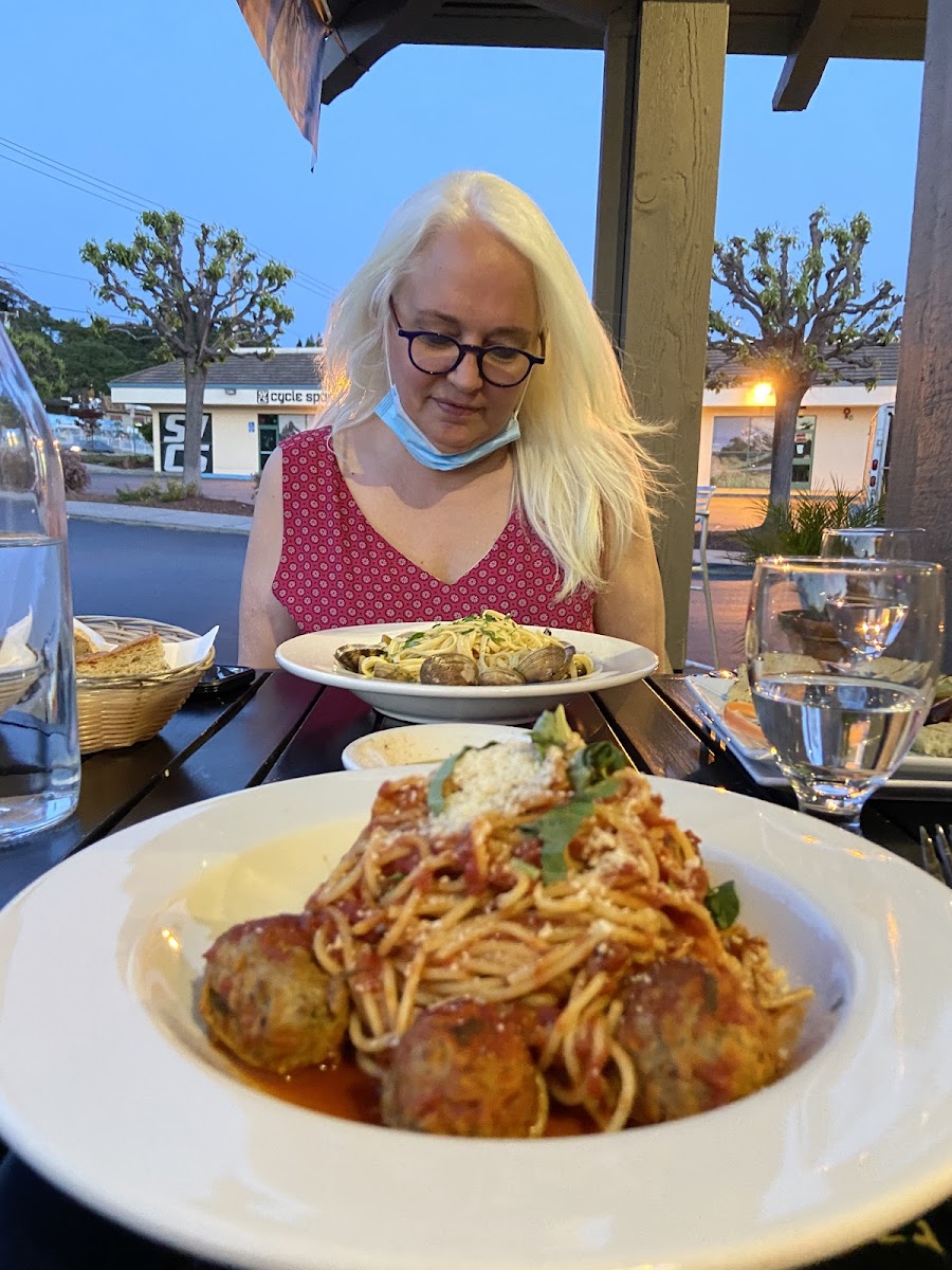 This photo is if NON Gf dish the Linguini in front of my wife is GF