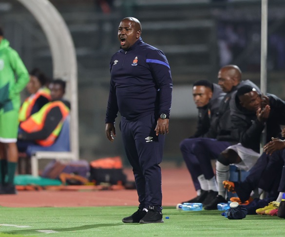 University of Pretoria (Tuks) coach Tlisane Motaung during the Nedbank Cup quarterfinal against Mamelodi Sundowns at Lucas Moripe Stadium.