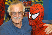 Creator Stan Lee poses with Spider-Man during the Spider-Man 40th Birthday celebration at Universal Studios on August 13 2002 in California. (File photo.)