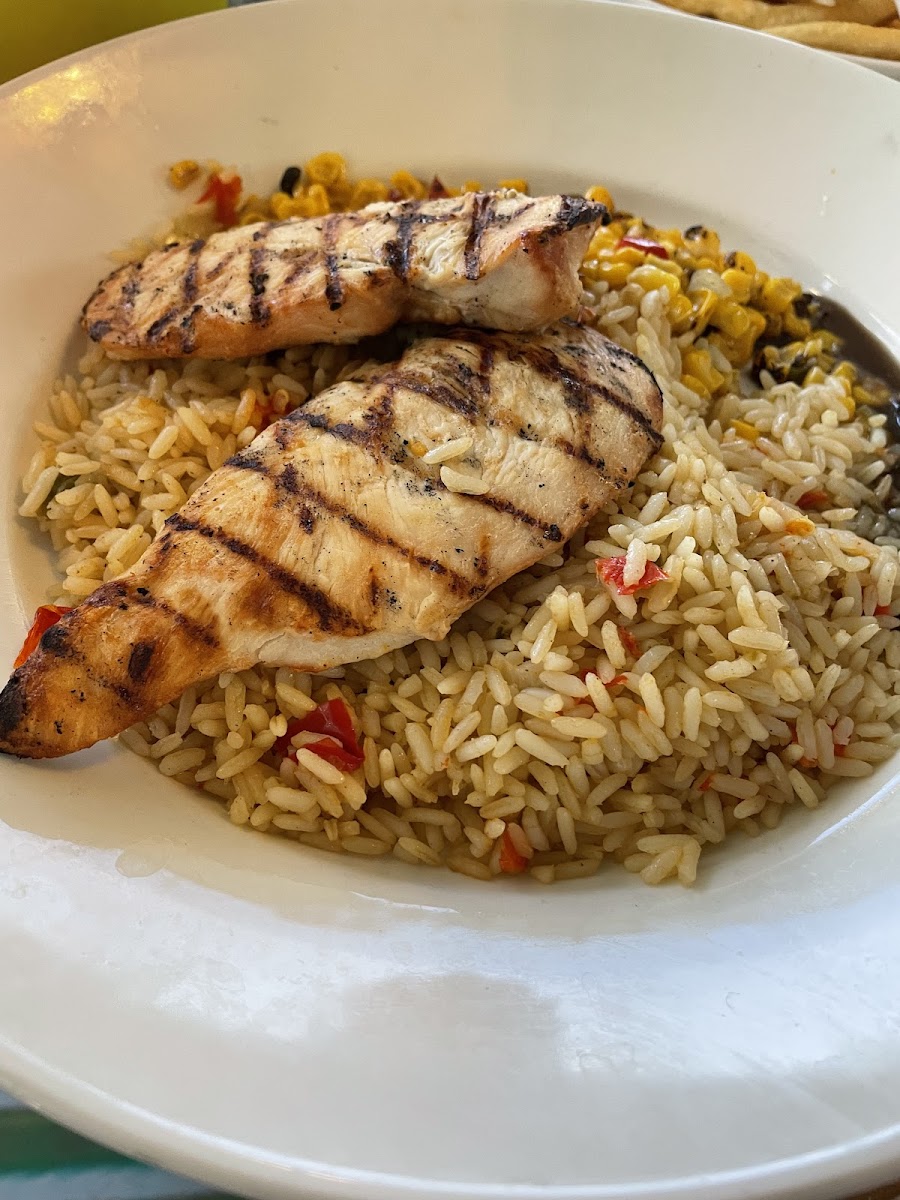 Grilled chicken with mexican rice.