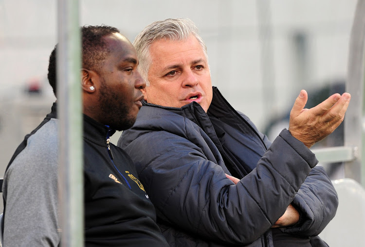 Cape Town City owner-chairman with head coach John Comitis after a match.