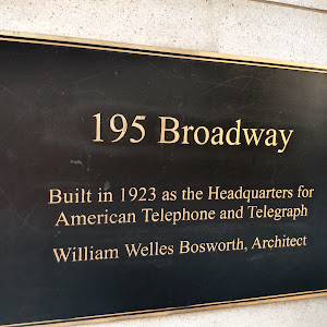 195 Broadway Built in 1923 as the Headquarters of the American Telephone and Telegraph William Welles Bosworth, Architect