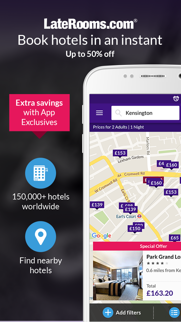 Android application LateRooms: Find Hotel Deals screenshort