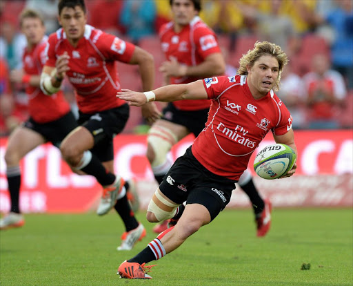 Faf de Klerk of the Lions breaks away during the Super Rugby Round 9 match between Emirates Lions and Cell C Sharks at Emirates Airline Park on April 11, 2015 in Johannesburg, South Africa.