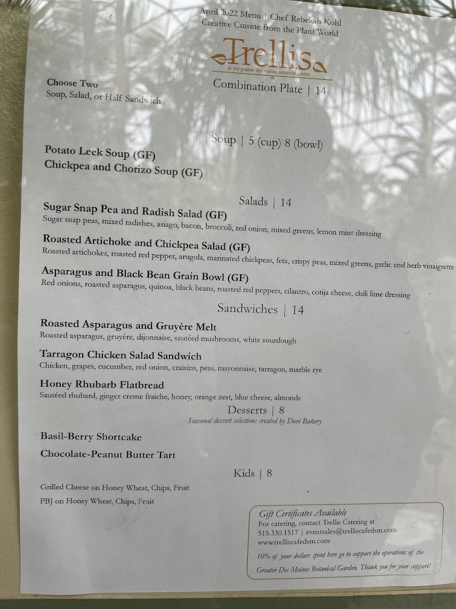 Trellis gluten-free menu